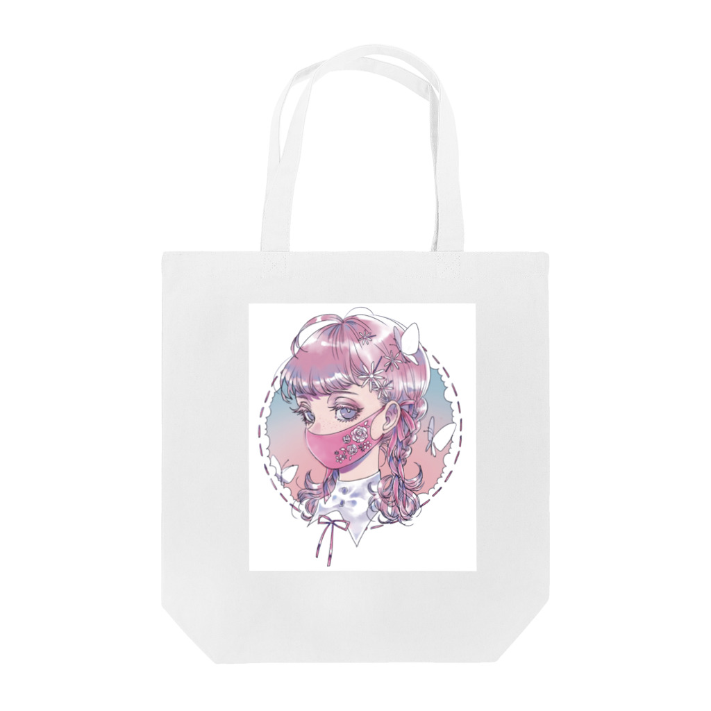 mossacoの花柄マスクちゃん Tote Bag