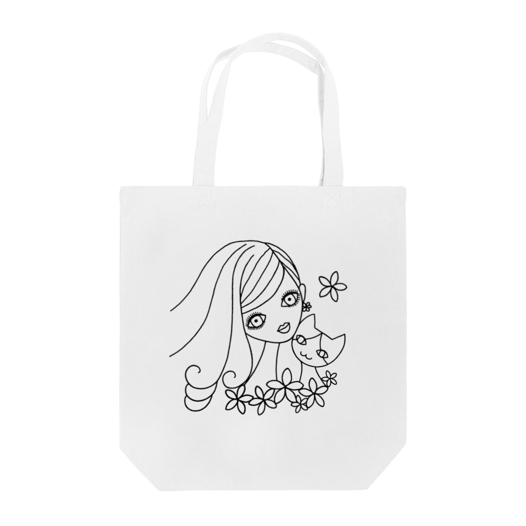 neko*neko*の猫と女の子 1 黒 Tote Bag