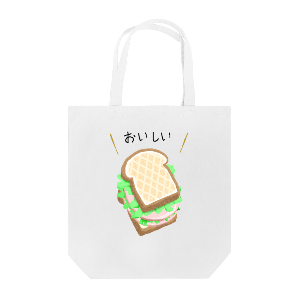 P-Colorbox＠SUZURI支部のおいしい食パンでサンドイッチ トートバッグ