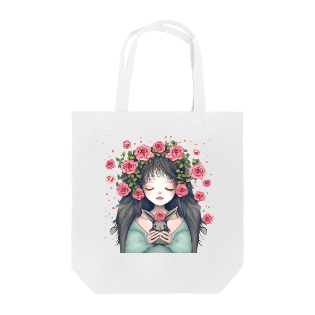 momosoramiaの少女とウサギの薔薇物語 Tote Bag