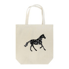 horse-lvのブラックホース花柄白抜き Tote Bag