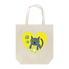 さくらもちゅ*のグレ猫のハートエコバッグ（イエロー） Tote Bag