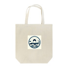 Cool Japanese CultureのMinimalist Traditional Japanese Motif Featuring Mount Fuji and Seigaiha Patterns Tote Bag