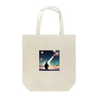 zumimityのロケット花火を見上げているペンギン Tote Bag