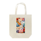 Grazing Wombatのかわいい猫ちゃんたちが3Dの紙細工のように立体的に描かれたアート Tote Bag