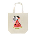 KINAKOLab@SUZURIのスイカを狙う文鳥さん Tote Bag