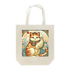 ゆまちゃんの開運雑貨屋さんのお客様を招く左手招き猫ミュシャ風 Tote Bag