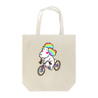 PoodleGag -  面白いプードルの自転車に乗ったレインボープードル犬 Tote Bag