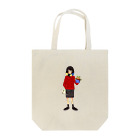 urimushi_064のそばかす眼鏡の赤コート女の子 Tote Bag