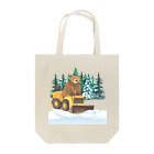 HappyFaceMarketの雪かきするクマ トートバッグ