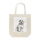 【CPPAS】Custom Pet Portrait Art Studioの マルチーズドッグ - レンガブロック背景 Tote Bag