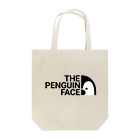 村のペンギンSHOPの【THE PENGUIN FACE】黒文字 トートバッグ