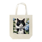 capcat1919のハチワレ猫白黒と紫陽花 Tote Bag