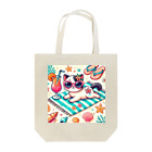 Snow-peaceのビーチでリラックスするサングラスキャット Tote Bag