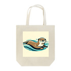 suke3kaku3の愛らしい表情のカワウソがプカプカ Tote Bag