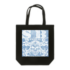 Ａ’ｚｗｏｒｋＳのSKULL&BONE TRIBAL GRUNGE WHT ON DENIM Tote Bag