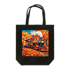 日本の風景 COOL JAPANの日本の風景:紅葉の中を走るSL蒸気機関車、Japanese senery: SL steam locomotive running through autumn leaves Tote Bag