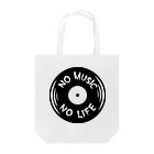 QUQU_WORKSのノーミュージックノーライフ レコード盤デザイン ブラック トートバッグ