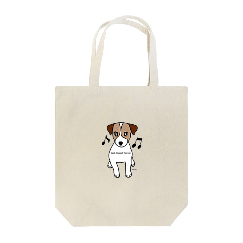 可愛いジャックラッセルテリア犬と音符 Tote Bag