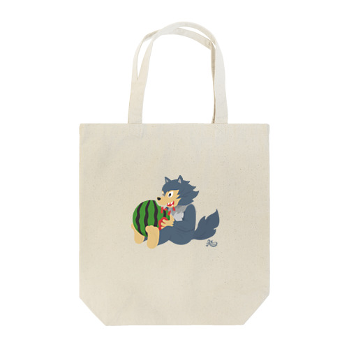 スイカをかじるオオカミ Tote Bag