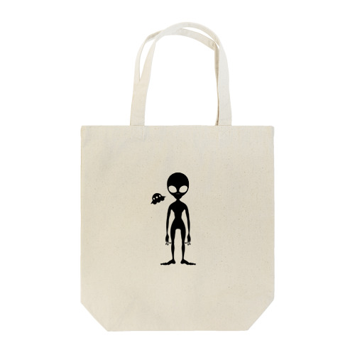 グレイタイプの宇宙人のシルエット Tote Bag