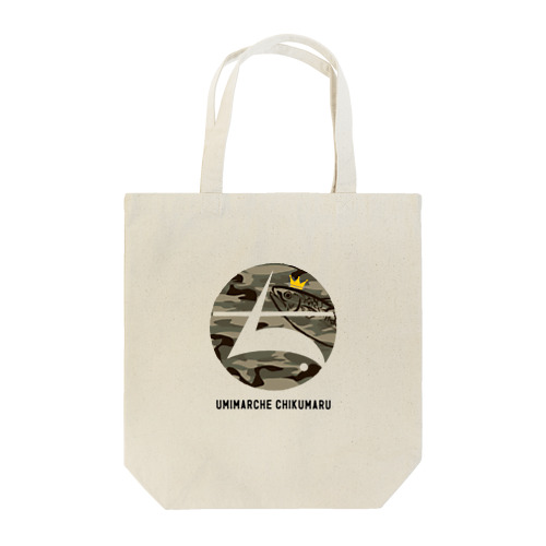 海マルシェちくまる トートバッグ (ちくまるロゴカモ柄 with大王さば®) Tote Bag