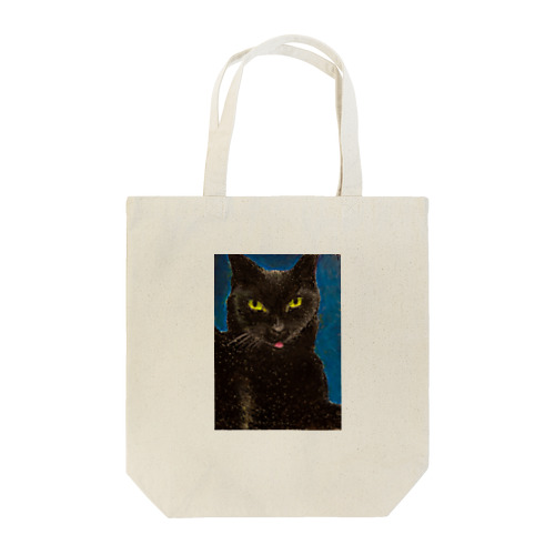 ベロの出た黒猫 トートバッグ