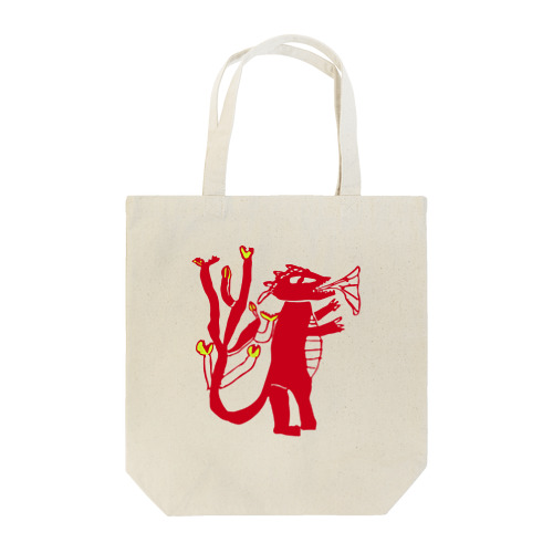 ７本の尾を持つ赤い恐竜 Tote Bag