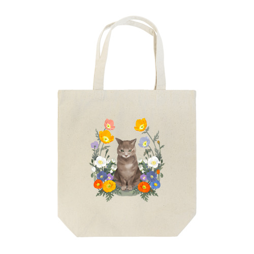 花と猫 Tote Bag
