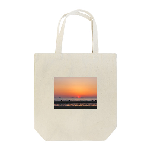 夕陽の海岸 トートバッグ