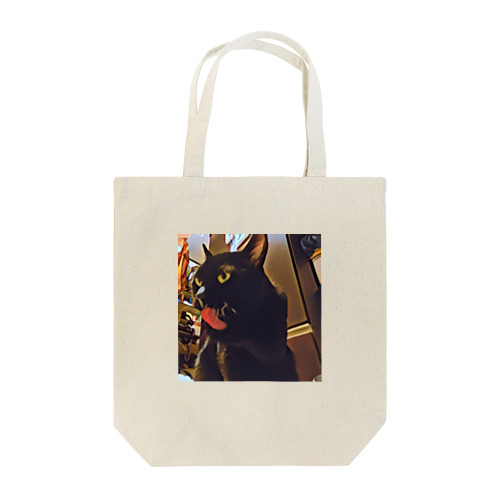 黒猫　顔洗い Tote Bag