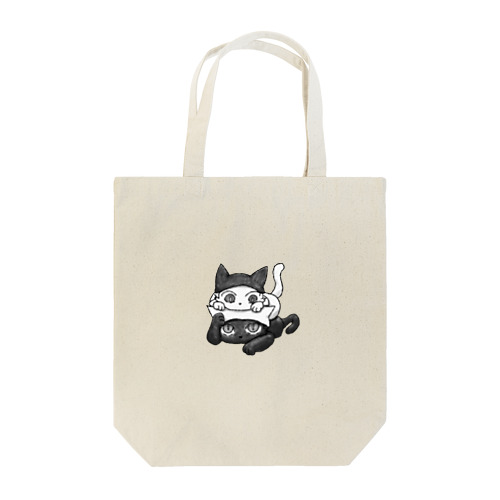 クロとシロ、乗っかる Tote Bag