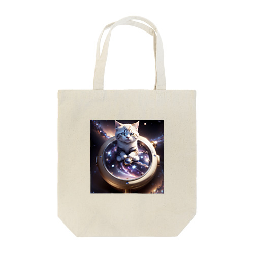 猫と宇宙の時計 トートバッグ