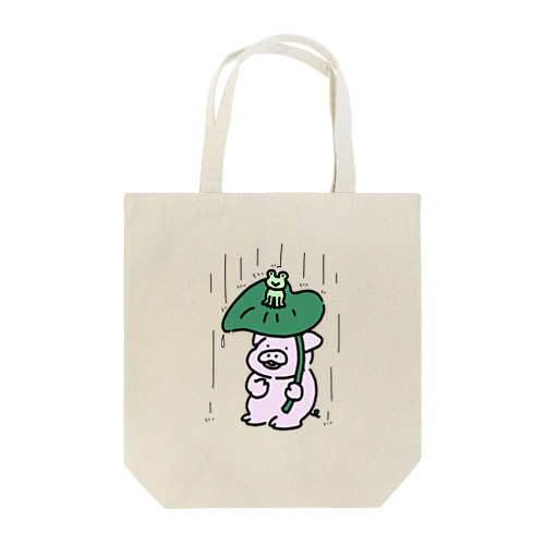 雨とブタ Tote Bag