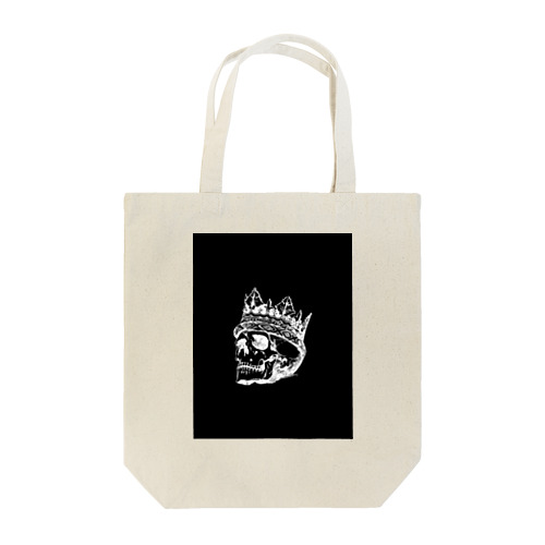 Black White Illustrated Skull King  Tote Bag