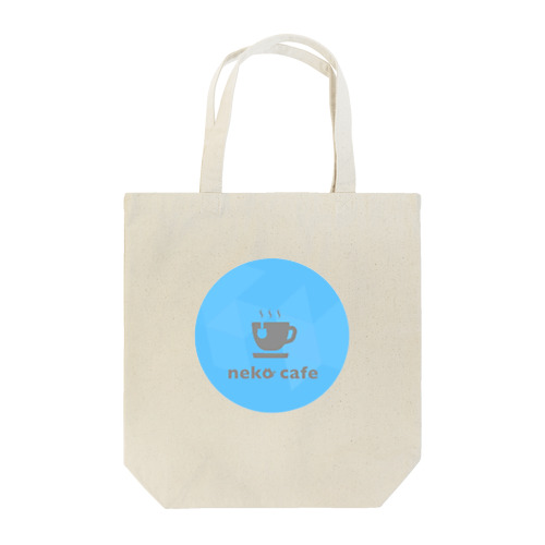 neko cafe（ブルー）デザインイラスト トートバッグ