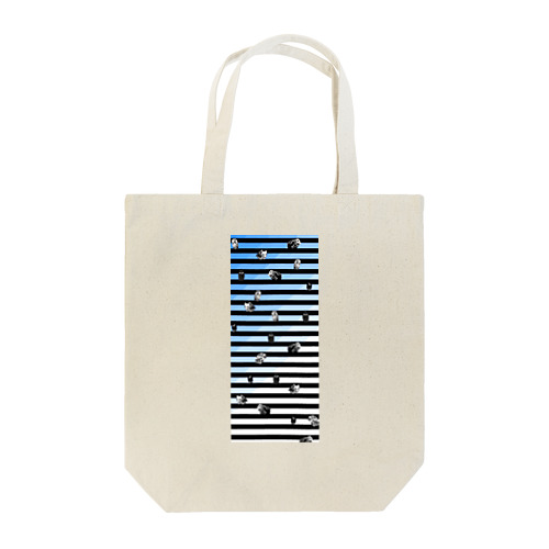 止まりボーダーにフクロウ(ブルー) Tote Bag