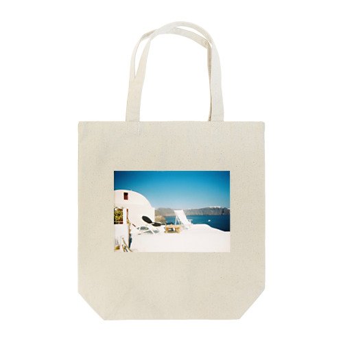 blue and white Tote Bag