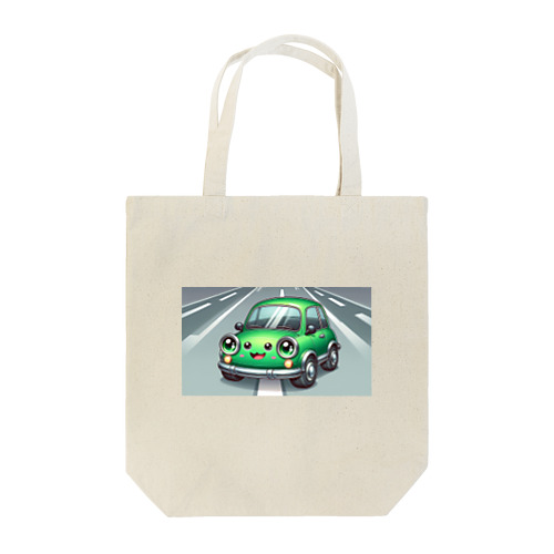 かわいい緑の車 トートバッグ