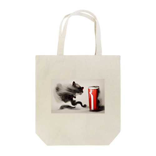 躍動感のある猫とコーラ トートバッグ