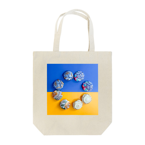ウクライナ支援　～縁～PEACE　　コロンとかわいいインド刺繍のくるみボタン Tote Bag