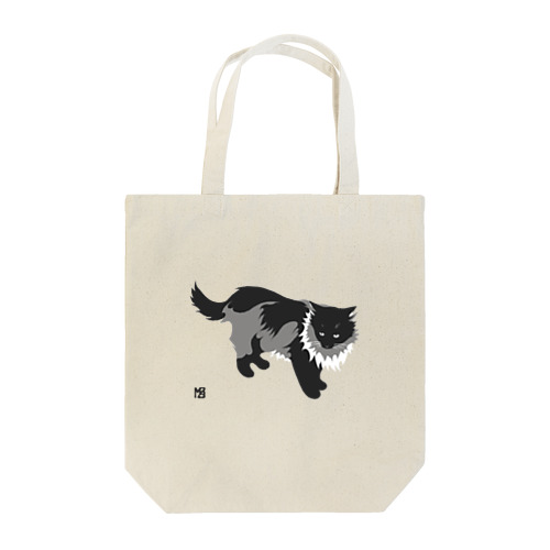 たてがみのある猫の布かばん・白黒 Tote Bag