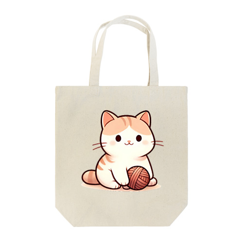 ふわふわの愛らしい猫ちゃんと毛糸玉 Tote Bag