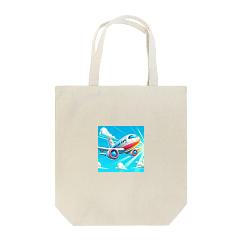空飛ぶ飛行機のイラスト Tote Bag