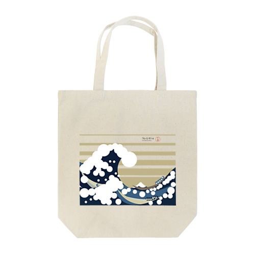 浮世絵 -  Yo-U-Ki-e「富嶽三十六景 神奈川沖浪裏・ストライプ」トートバッグ Tote Bag