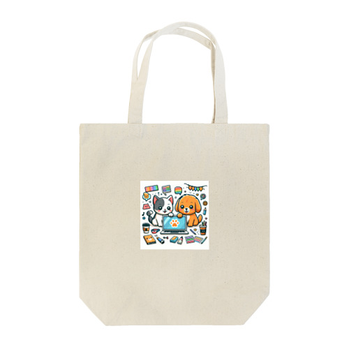 猫と犬のコラボ Tote Bag