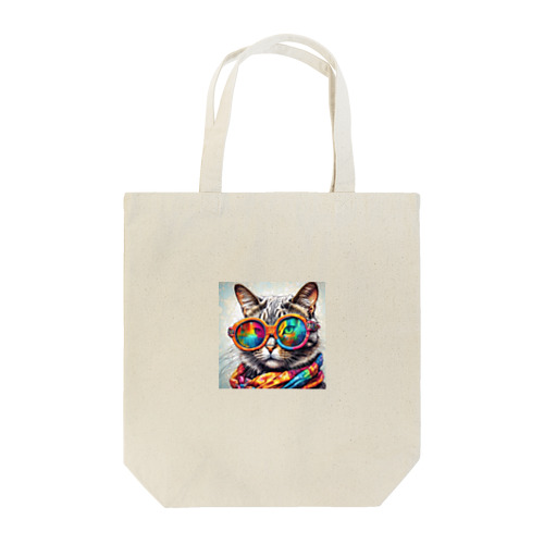 カラフルメガネをかけた猫 Tote Bag