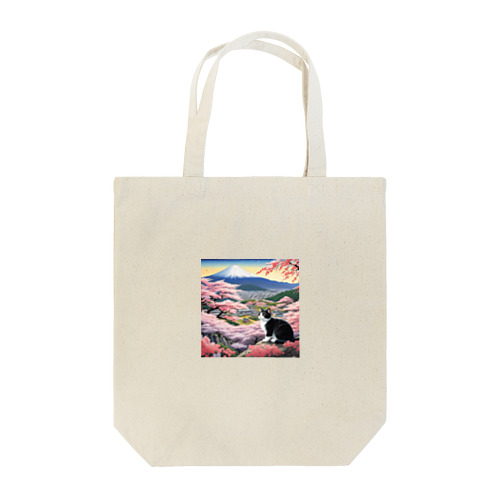 桜と富士山と猫 Tote Bag
