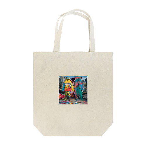 Urban Rainbow: Bold Hip-Hop Fashion Tote Bag