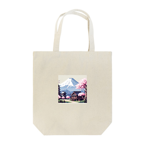 ピクセルアート 春の富士山 トートバッグ